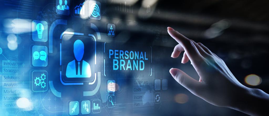 person pointing at the words personal brand