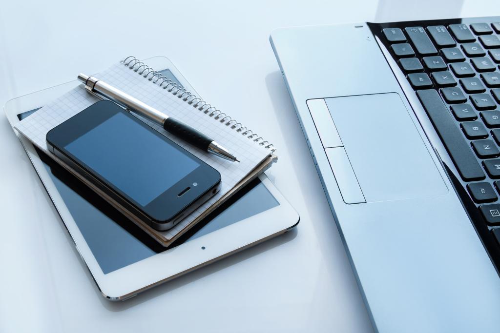 different devices on a desk